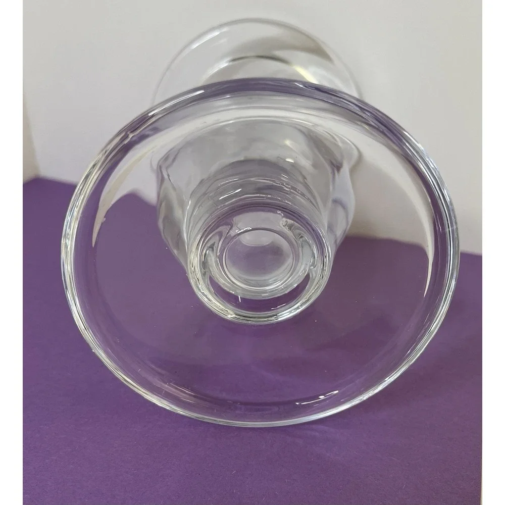 Crystal Bubble Glass Pillar Taper Candle Holder Ball Pedestal 6 1/2